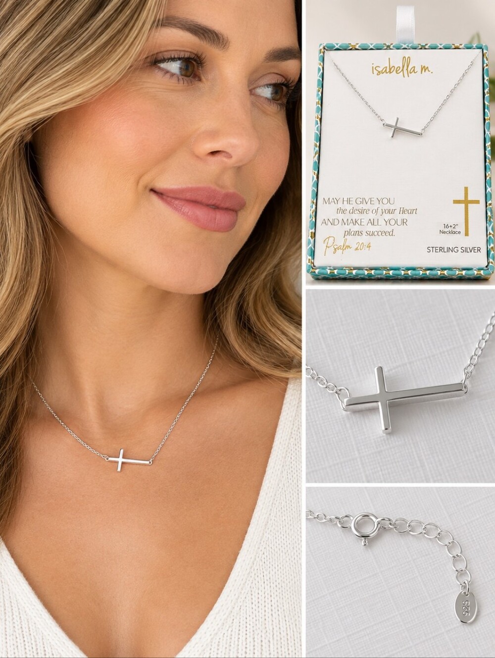 Isabella M. Sterling Silver Cross Necklace